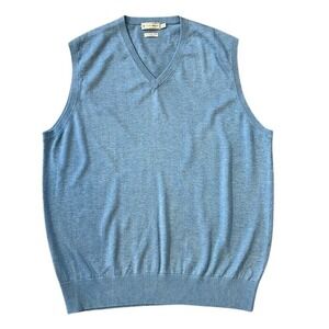 Peter Millar large men's pullover vest golf work office blue v neck sweater